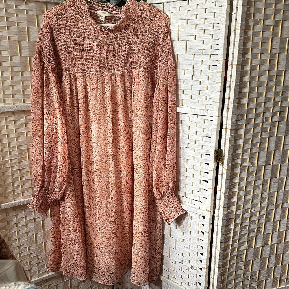 Elegant Pink Smocked Dress